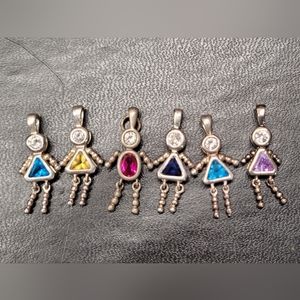 Sterling Silver - Birthstone Baby Pendant Charm Bundle